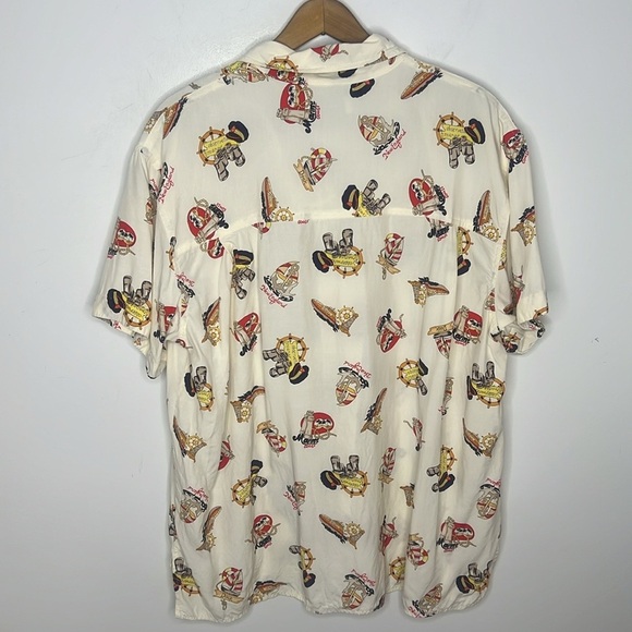 LIZ CLAIBORNE Elizabeth Nautical Novelty Print Beachy 90s Vintage Collard Blouse - Picture 5 of 10